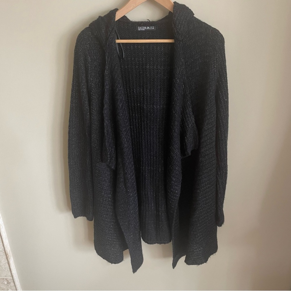 Cotton On black open knit cardigan sweater
